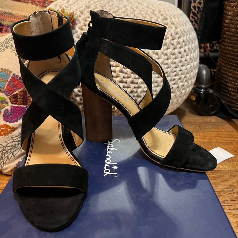 Splendid Jara Black Suede Heels Sz 8.5